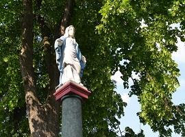 Posvěcení sochy Panny Marie v naději při slavnosti v Libochovanech